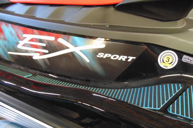 Slide: The Image of 2024 Yamaha WaveRunner EX Sport, close-up of logo and design details. - 4