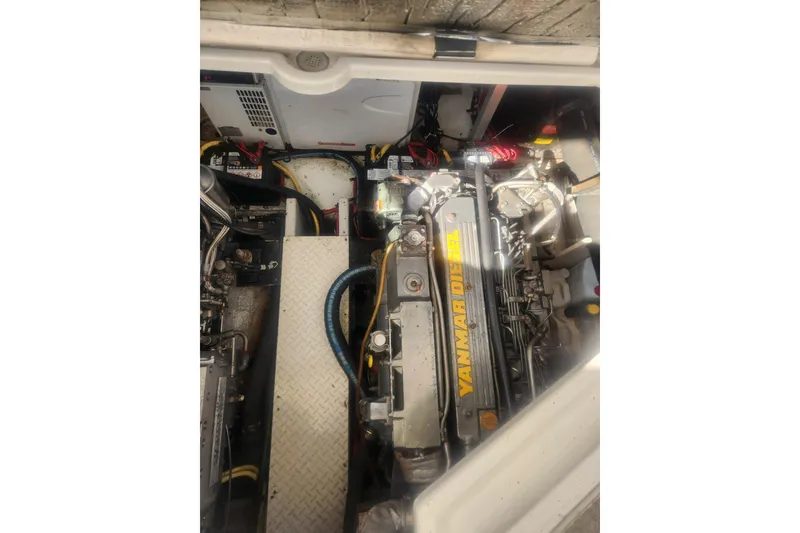 Slide: The Image of Engine compartment of 2002 Cruisers Yachts 3870 Express with Yanmar diesel engine. - 20