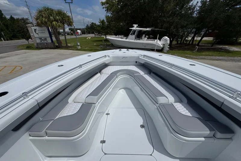 Slide: The Image of 2026 Yellowfin 36 Offshore boat with spacious seating and sleek design. - 20
