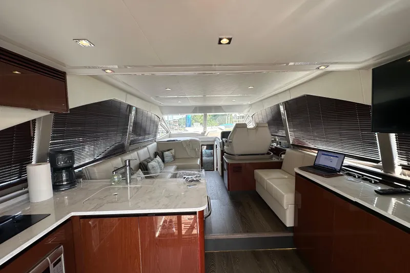 Slide: The Image of Luxurious interior of 2017 Sea Ray Fly 460 yacht with modern amenities and elegant design. - 2