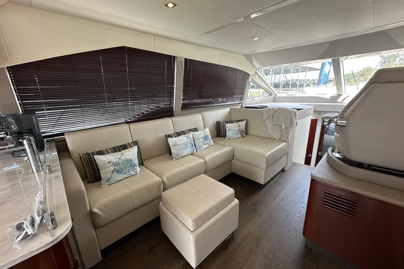 Slide: The Image of Luxurious interior of 2017 Sea Ray Fly 460 yacht with plush seating and elegant decor. - 5
