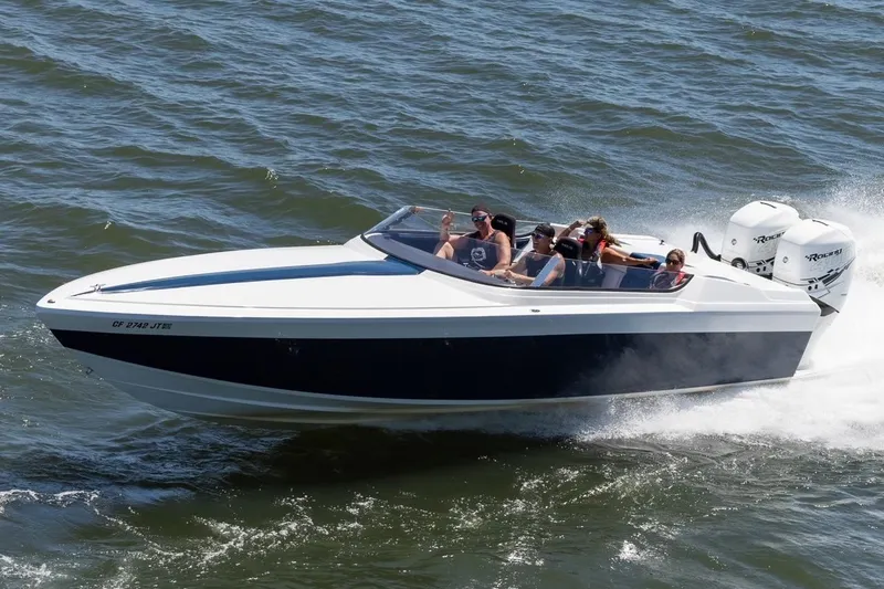 Slide: The Image of 2017 Formula 292 SR-1 speedboat cruising on open water with passengers. - 30