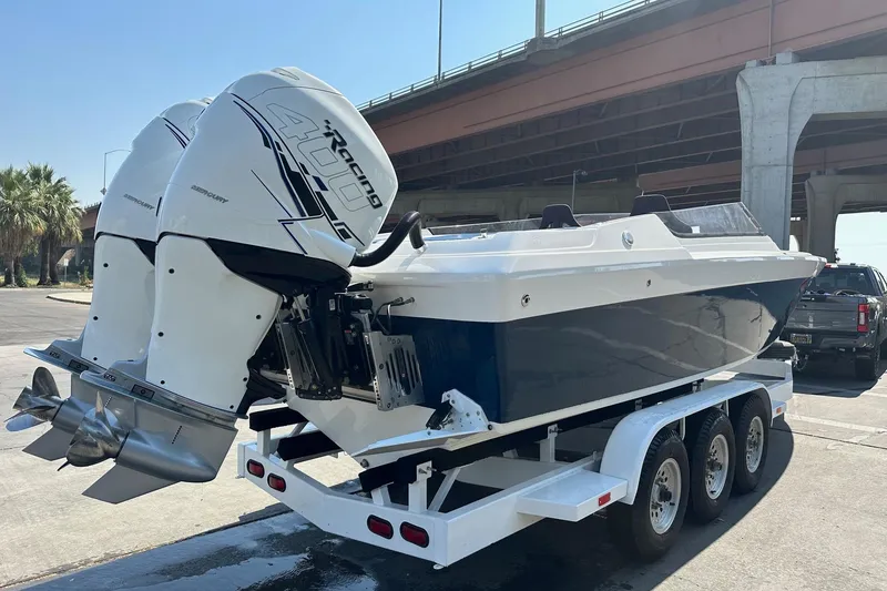 Slide: The Image of 2017 Formula 292 SR-1 boat with twin Mercury 400R engines on a trailer. - 6