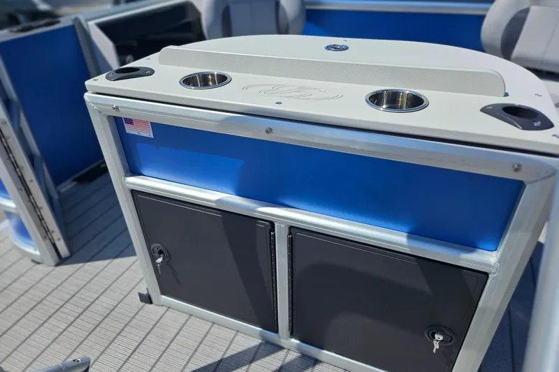 Slide: The Image of 2026 Bentley Pontoons 203 Fish-N-Cruise boat interior with storage and cup holders. - 15