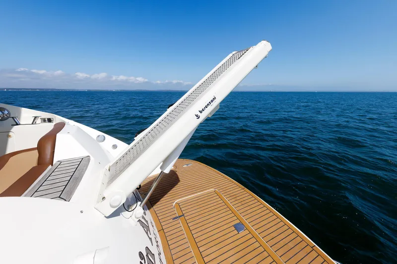 Slide: The Image of Aicon Yachts 56 Flybridge 2005 with open gangway over ocean. - 23