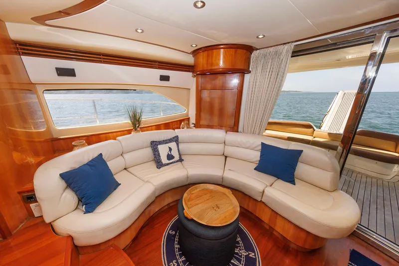 Slide: The Image of Luxurious interior of 2005 Aicon Yachts 56 Flybridge with elegant seating and ocean view. - 37