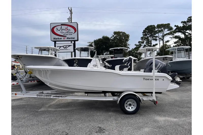 The Image of 2026 Tidewater 180 CC Adventure boat on trailer at Marker 17 Marine dealership. - 0