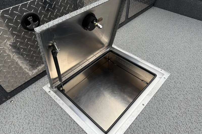 Slide: The Image of Open storage compartment in 2026 Thunder Jet 185 Luxor boat, featuring durable metal construction. - 25