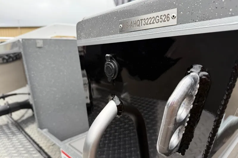 Slide: The Image of 2026 Thunder Jet 185 Luxor boat detail with serial number, featuring sleek design elements. - 26