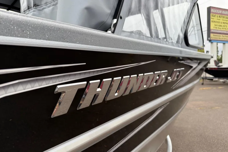 Slide: The Image of 2026 Thunder Jet 185 Luxor boat with sleek metallic branding. - 29