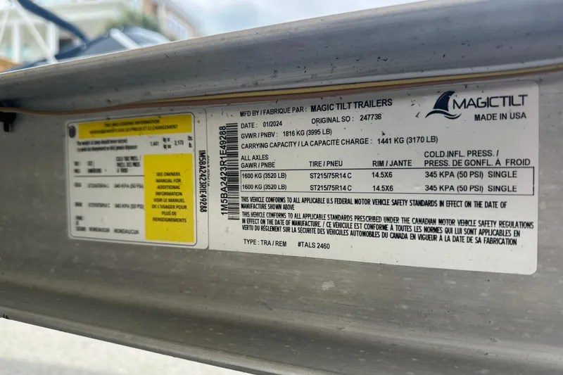 Slide: The Image of Label on Magic Tilt trailer for 1987 Grady-White Gulfstream 232 boat. - 22