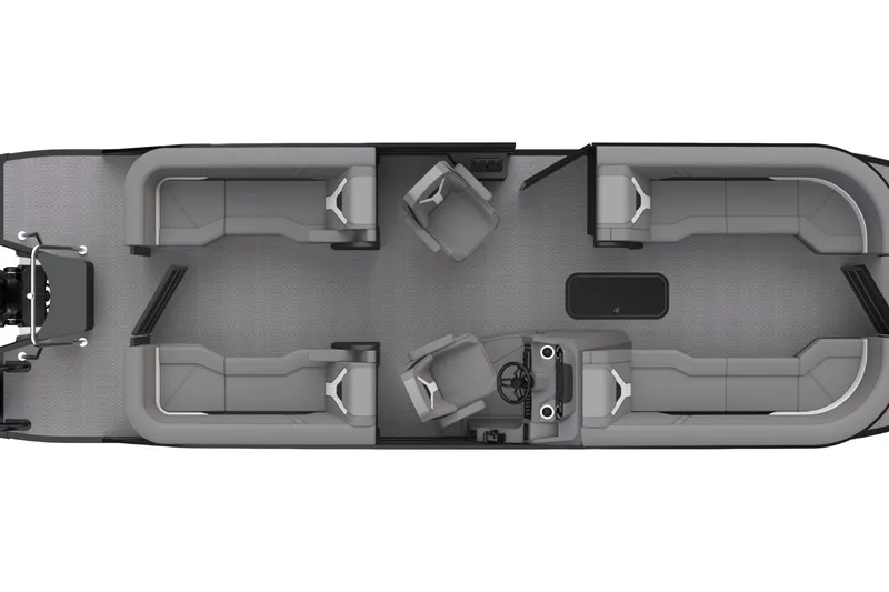 Slide: The Image of Top view of 2026 Introductory Evotti 525 QL Pontoon boat interior layout. - 1