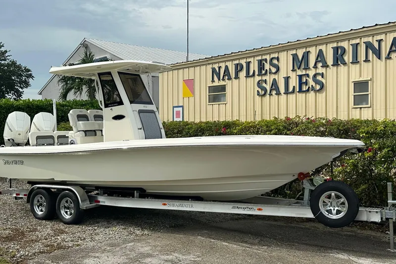 The Image of 2026 ShearWater 270 SS Open boat on trailer at Naples Marina Sales. - 1