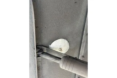 Slide: The Image of Close-up of Carver 36 Command Bridge 2020 boat component, showing mechanical detail. - 129