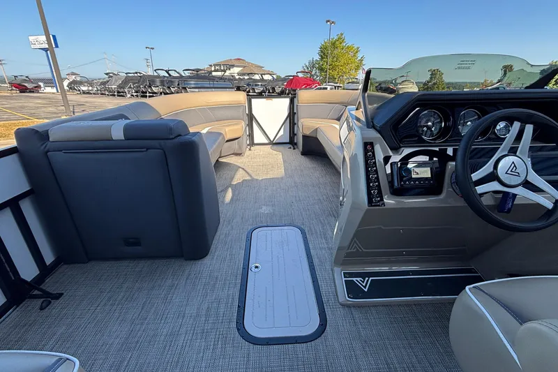 Slide: The Image of Interior of 2026 Viaggio Z24U boat with modern seating and steering console. - 10