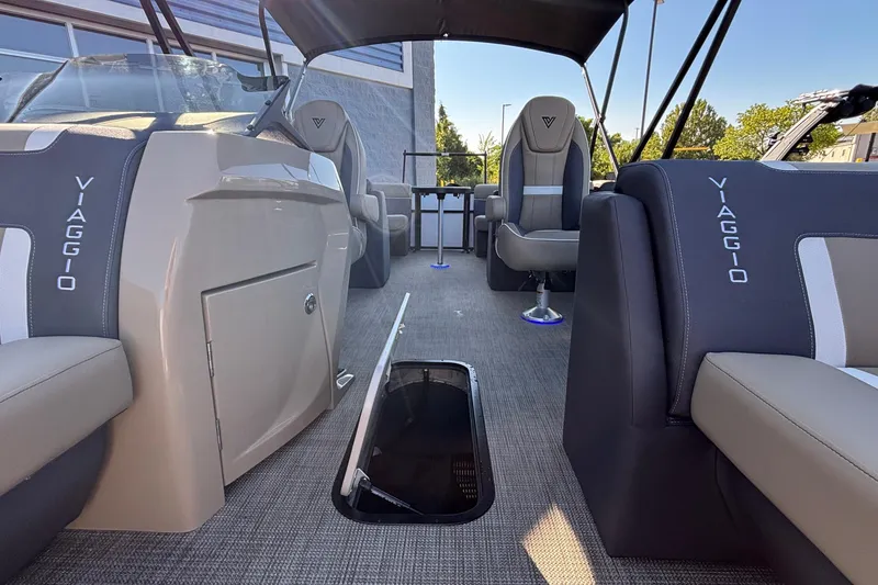 Slide: The Image of Interior of 2026 Viaggio Z24U boat with seating and storage compartments. - 29