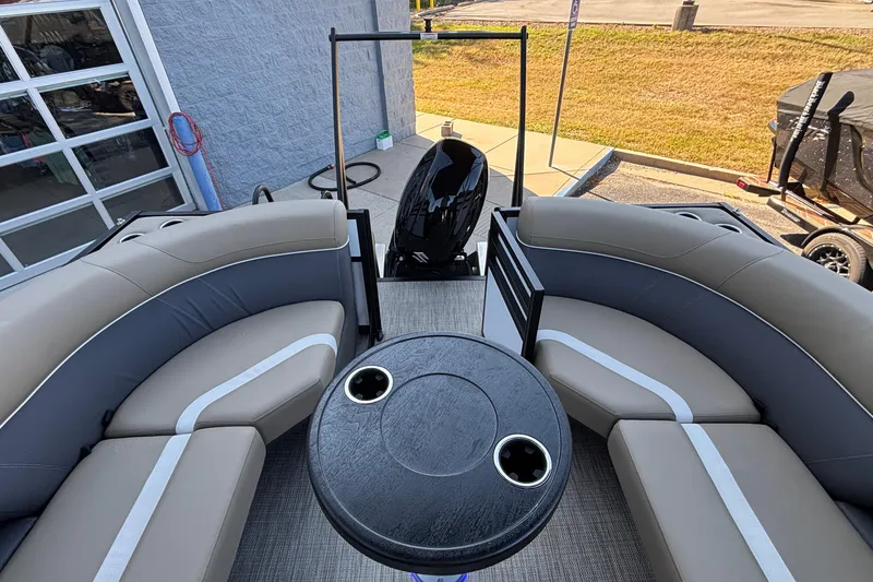 Slide: The Image of Interior of 2026 Viaggio Z24U boat with seating and table, showcasing modern design. - 3