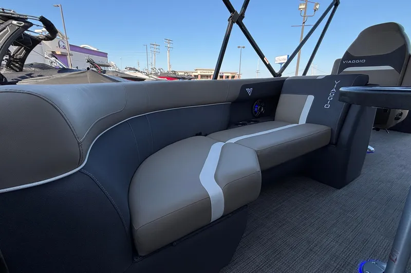 Slide: The Image of Luxurious seating in 2026 Viaggio Z24U boat, featuring modern design and comfortable upholstery. - 4