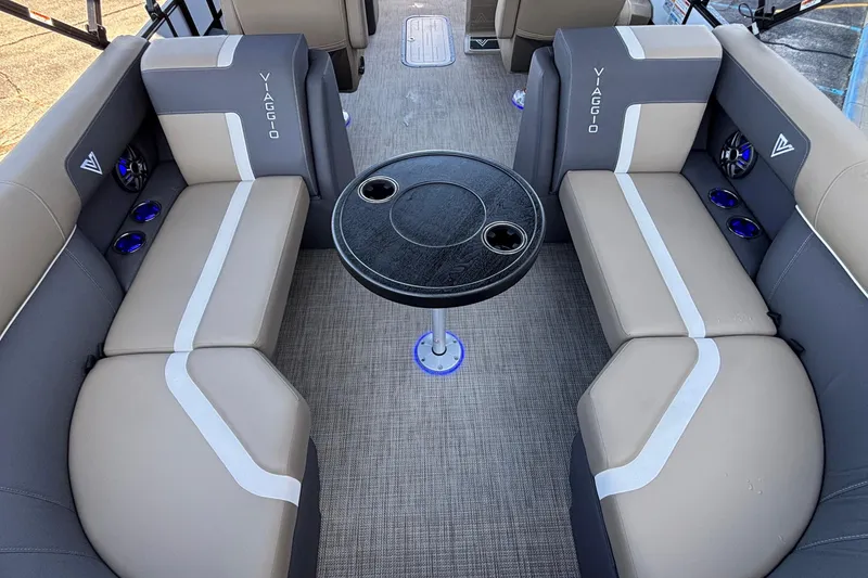 Slide: The Image of Luxurious interior of 2026 Viaggio Z24U boat with plush seating and central table. - 5
