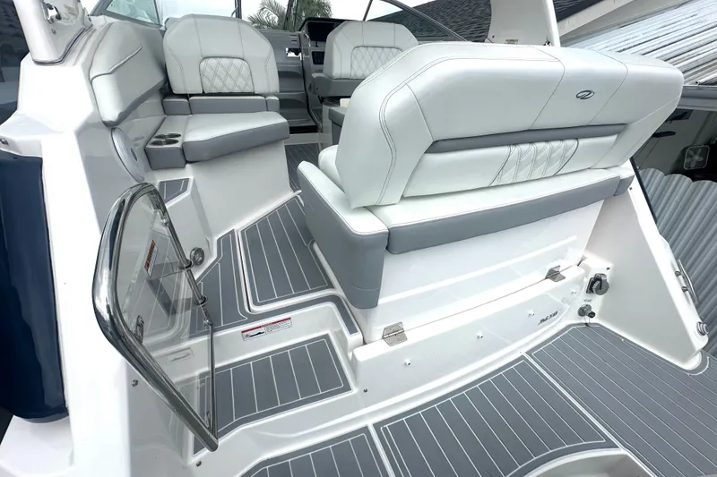 Slide: The Image of Luxurious interior of 2025 Regal 26 XO boat with elegant seating and modern design. - 36