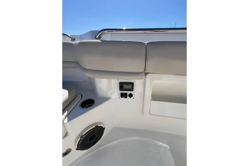 Slide: The Image of 2019 Boston Whaler 380 Outrage interior with speaker and control panel. - 5