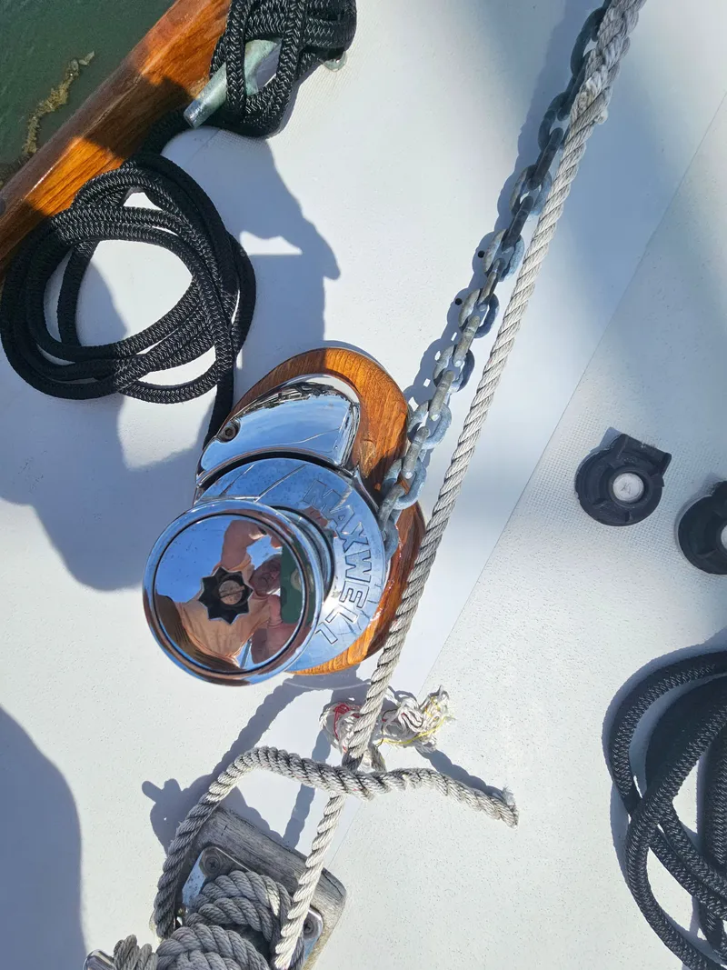 Slide: The Image of Winch and ropes on 1967 Jensen Cal 36 sailboat deck. - 6
