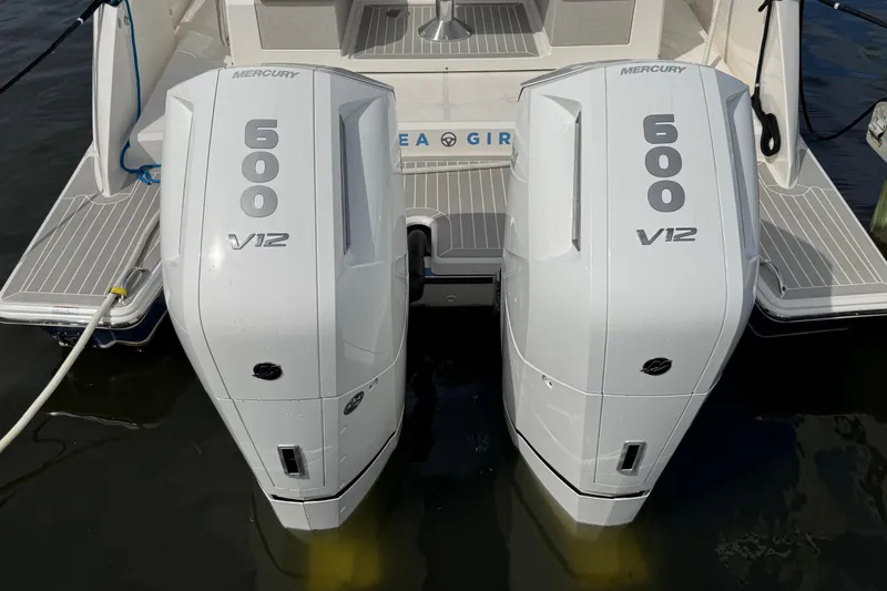 Slide: The Image of 2023 Tiara Yachts 43 LS with dual Mercury 600 V12 engines. - 11