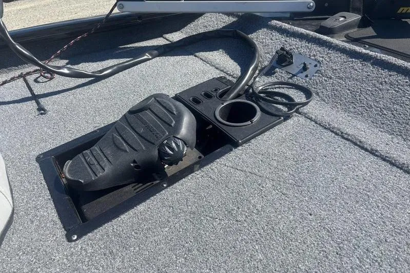 Slide: The Image of 2017 Tracker Pro Team 175 TXW boat deck with pedal and wiring. - 9