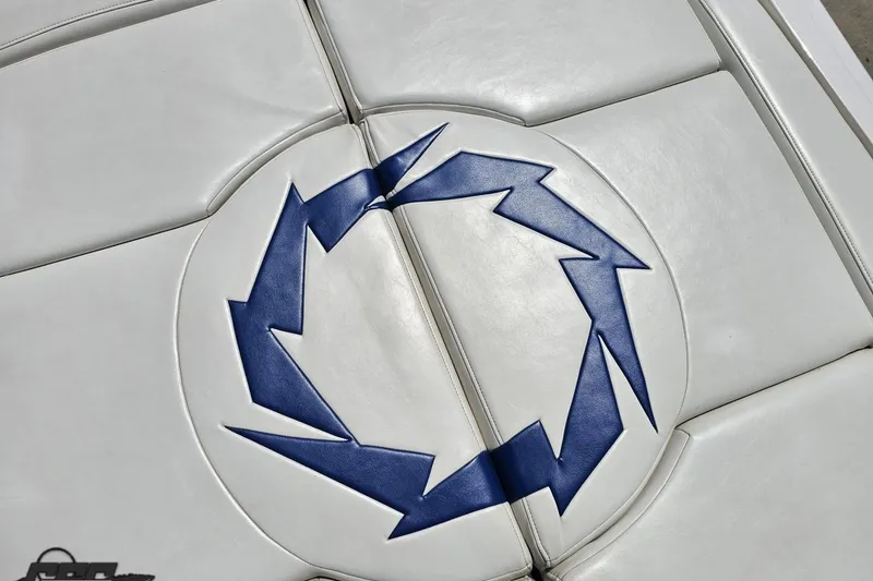 Slide: The Image of White leather seat with blue lightning bolt design, Fountain 42 Lightning 2007. - 39