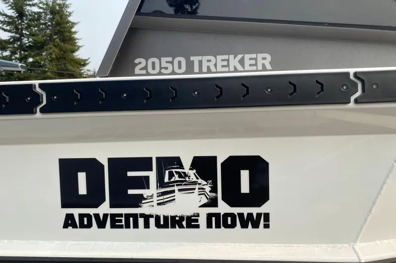 Slide: The Image of Stabicraft 2050 Trekker 2026 boat with "DEMO ADVENTURE NOW!" graphic. - 2