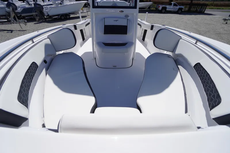 Slide: The Image of 2026 Tidewater 220 CC Adventure boat interior with spacious seating and modern design. - 9