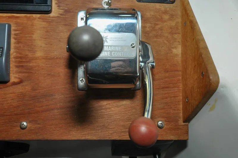 Slide: The Image of Marine engine control lever on wooden panel, Holland 32, 2015 model. - 55