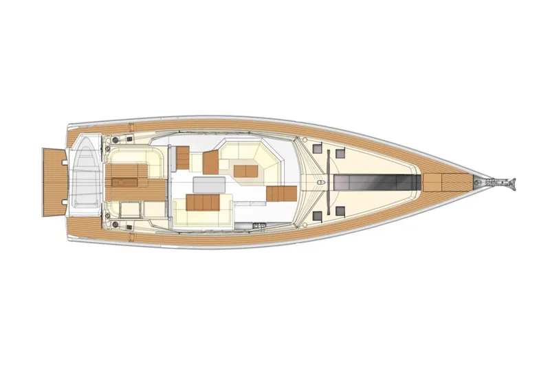 Slide: The Image of Deckplan einer Moody Decksaloon 54 Yacht von 2027 mit geräumigem Cockpit und Kabinen. - 25