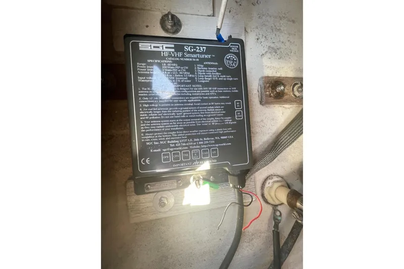 Slide: The Image of SGC SG-237 HF-VHF Smartuner installed on Custom Bodega 30, 1977 model. - 29