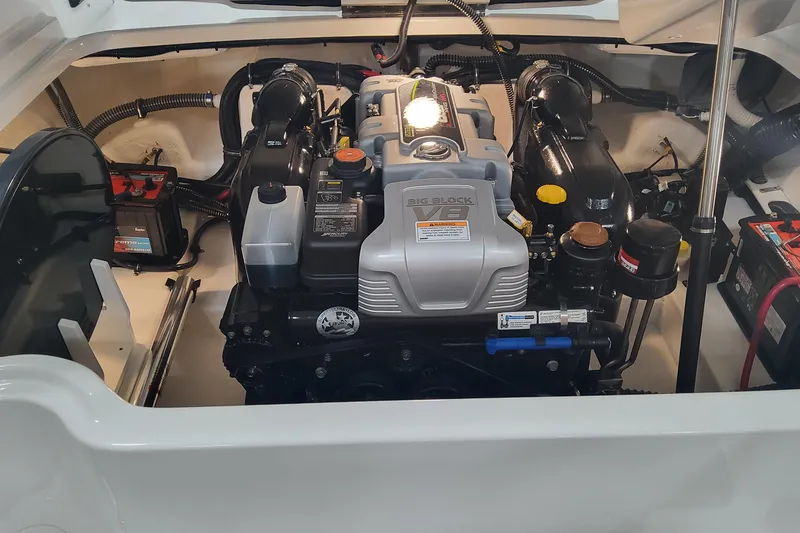 Slide: The Image of Engine compartment of a 2026 Formula 270 Bowrider, featuring a powerful V8 engine. - 9
