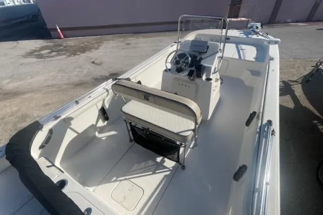 Slide: The Image of 2021 Carolina Skiff 21 LS boat interior with steering console and seating. - 25