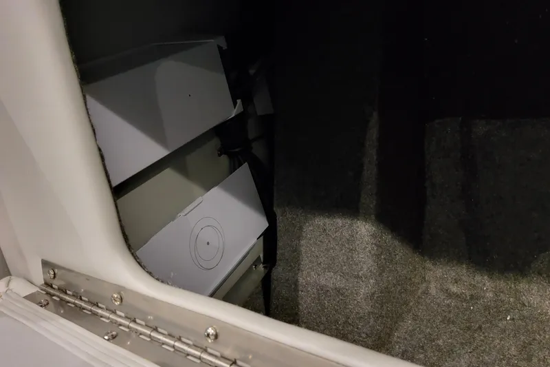 Slide: The Image of Interior view of 2026 Formula 380 Super Sport Crossover OB, showcasing storage compartment. - 136