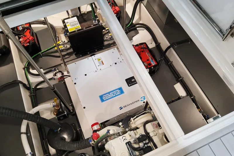 Slide: The Image of Engine compartment of 2026 Formula 380 Super Sport Crossover OB with Seakeeper 3 stabilizer. - 139