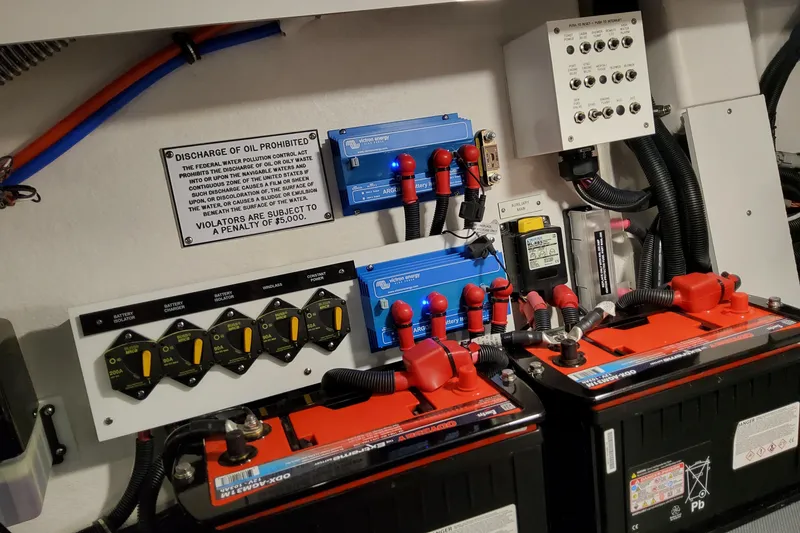 Slide: The Image of Electrical system of 2026 Formula 380 Super Sport Crossover OB with batteries and wiring. - 145