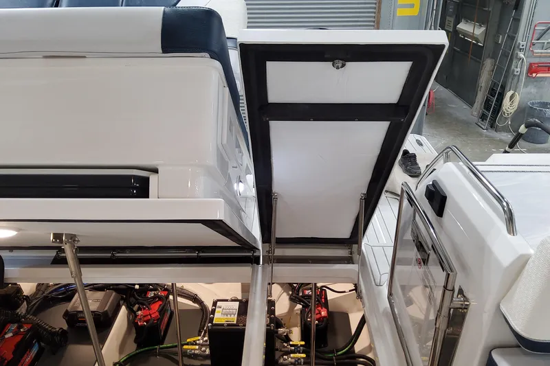 Slide: The Image of 2026 Formula 380 Super Sport Crossover OB engine compartment with open hatch, showcasing internal components. - 149