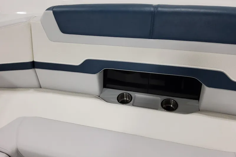 Slide: The Image of 2026 Formula 380 Super Sport Crossover OB interior seating with cup holders. - 57