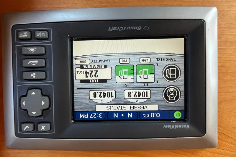 Slide: The Image of SmartCraft VesselView display on 2012 Sabre 42 Salon Express, showing fuel and vessel status. - 29