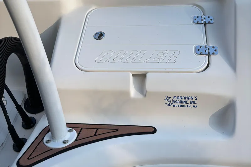 Slide: The Image of 2018 Tidewater 232 LXF boat cooler compartment, Monahan's Marine, Weymouth, MA. - 10