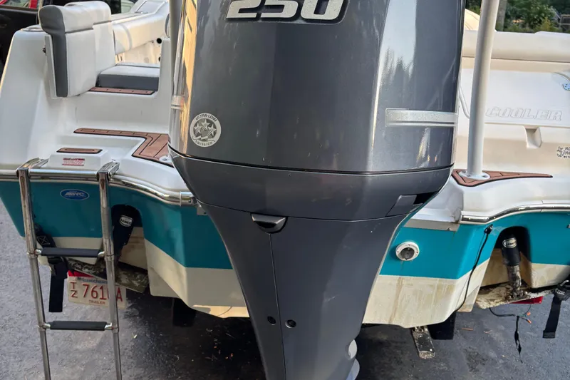 Slide: The Image of 2018 Tidewater 232 LXF boat with powerful 250 engine and swim ladder. - 5