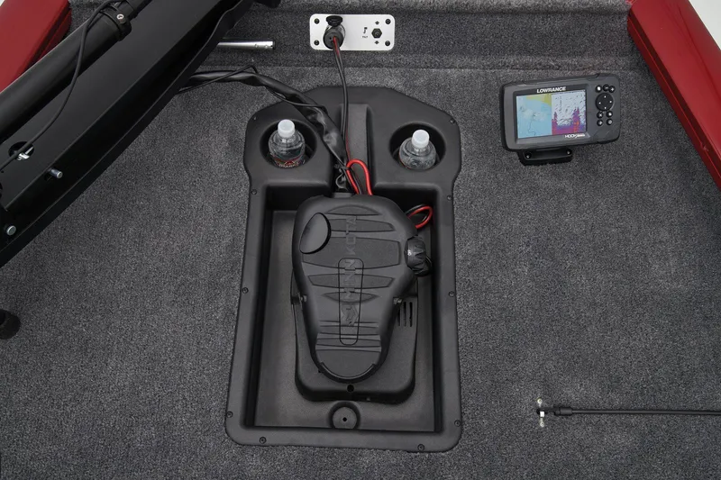 Slide: The Image of Manufacturer Provided Image: 2025 Tracker Pro Team 175 boat deck with foot pedal and fish finder. - 29