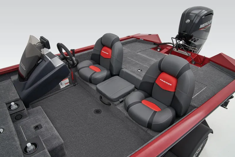 Slide: The Image of Manufacturer Provided Image: 2025 Tracker Pro Team 175 boat interior with dual seats and Mercury engine. - 49