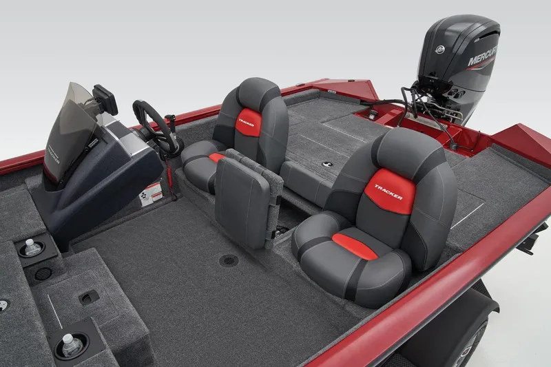 Slide: The Image of Manufacturer Provided Image: 2025 Tracker Pro Team 175 boat interior with seating and Mercury engine. - 50