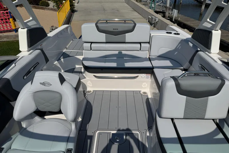 Slide: The Image of 2025 Chaparral 247 SSX boat interior with luxurious seating and modern design. - 39