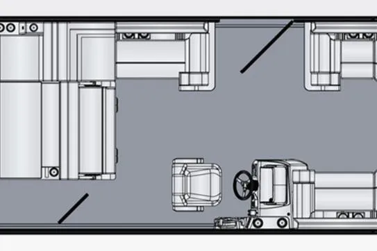 Slide: The Image of 2026 Harris FloteBote Cruiser 230 SL pontoon boat on trailer, outdoor dealership display. - 2