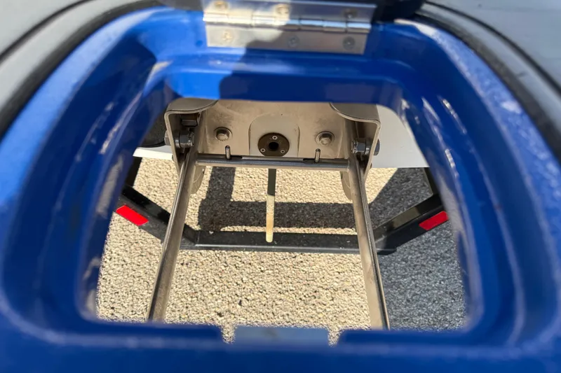 Slide: The Image of Open hatch of 2018 Axis A20 boat showing interior metal components. - 10